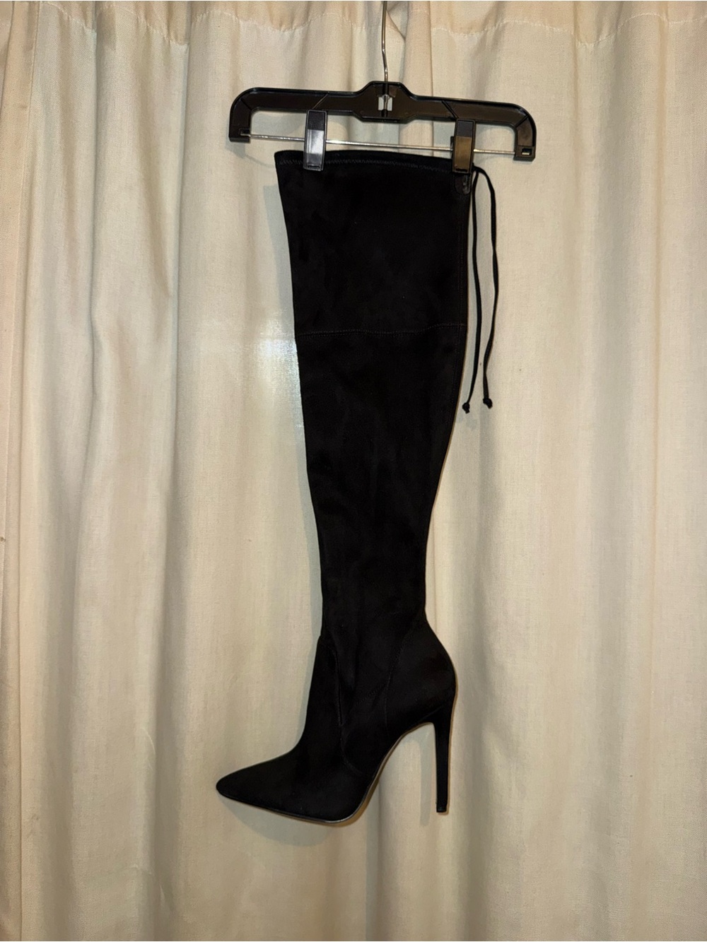 GUESS Black Over The Knee Boots Stiletto Pointed Toe Thigh High Size 6.5 EUC